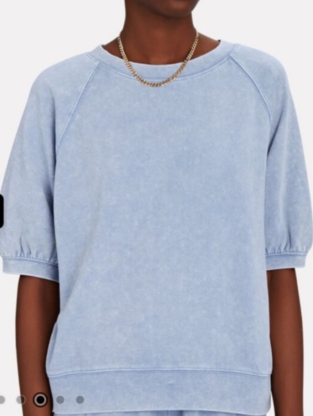 Rails Lia Puff Sleeve Sweatshirt Powder Blue Acid Wash Small NWT
